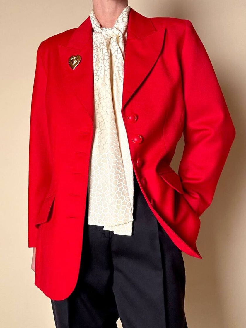 Blazer rosso in pura lana vergine