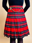 Minigonna a pieghe in lana e cachemire fantasia tartan