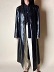 Maxi cappotto vintage in pelle nera semi lucida Vera Pelle