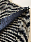 Gonna vintage a portafoglio in ciniglia effetto bouclé a righe panna e nero