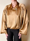 Blusa vintage Baila in seta bronzo con dettaglio gioiello nei polsi