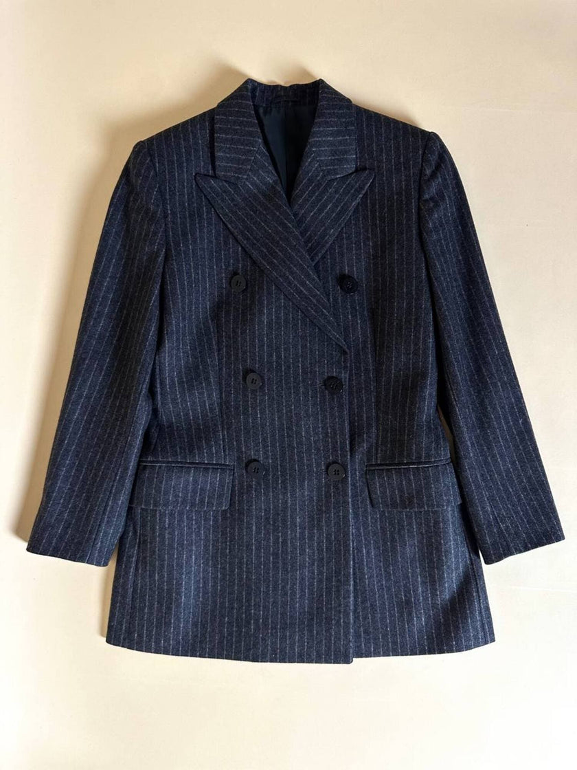 Tailleur gessato giacca/pantalone in lana grigio antracite “Antonio Fusco”