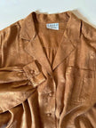 Camicia oversize in pura seta jacquard color caramello Griff