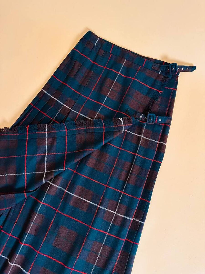 Maxi kilt sartoriale in lana fantasia tartan