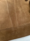 Giacca trucker in pelle scamosciata tabacco con bottoni effetto berlebeck