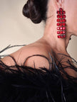 Maxi clip a fanges in cristalli rosso rubino