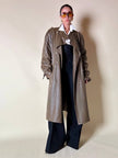 Trench doppiopetto in pelle color fango con interno imbottito