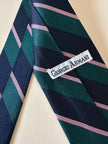 Cravatta regimental Giorgio Armani in twill di seta a righe blu verde e rosa