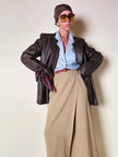 Blazer oversize in pelle color cioccolato