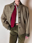 Blazer Byblos in rasato di lana pied de poule beige e verde con riporti verde oliva