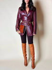 Blazer oversize in pelle bordeaux Max