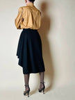 Gonna a portafoglio con dettaglio couture in lana nera “Yves Saint Laurent”