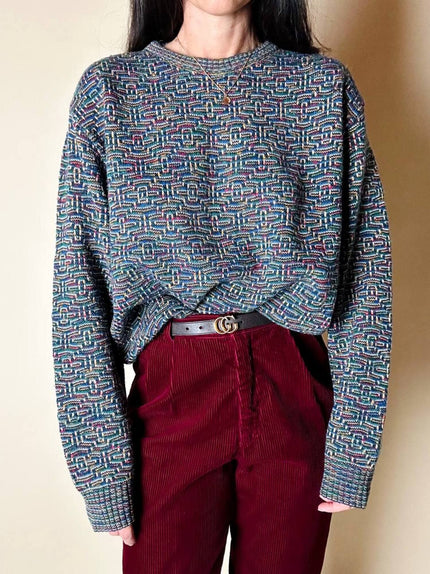 Maglione vintage Missoni Sport con motivo geometrico multicolore