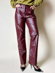 Pantalone a gamba dritta in pelle bordeaux In Extenso