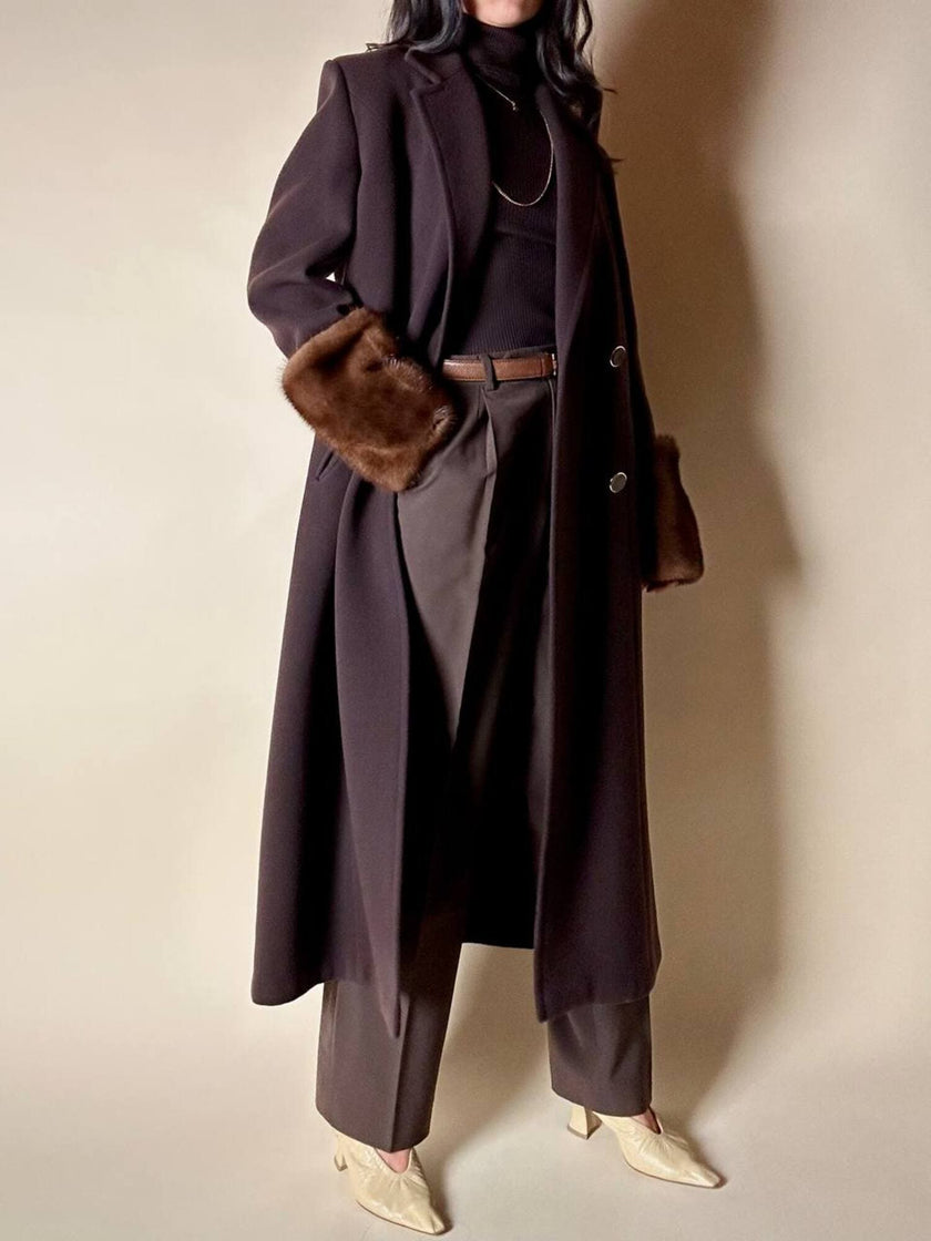 Klassische Vintage-Hose von Pierre Balmain aus schokobraunem Wollkammgarn