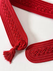 Cintura vintage rossa realizzata con intreccio di passamanerie e nappa couture