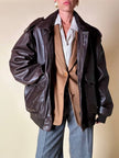 Bomber aviator oversize in pelle testa di moro