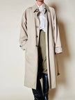 Trench color sabbia con fodera tartan “Idrostop”