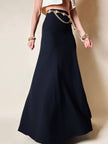 Gonna lunga in crepe nero “Yves Saint Laurent”