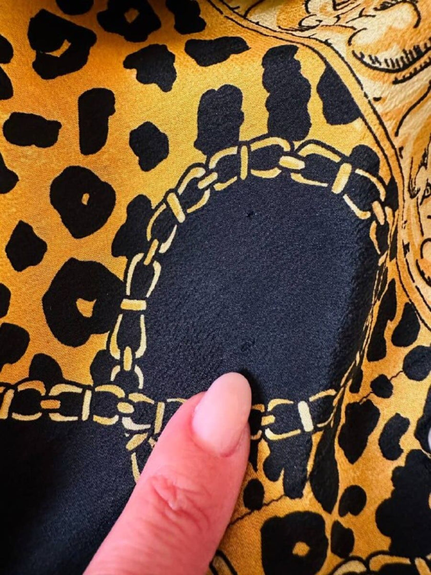 Camicia in seta opaca nera fantasia barocca