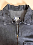 Blusa Yves Saint Laurent oversize in denim grigio con zip e logo ricamato