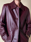Giaccone svasato in pelle bordeaux “Allegra”