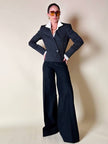 Mini blazer doppiopetto gessato in lana nera “Salvatore Ferragamo”
