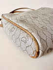 Borsa Christian Dior in tessuto jacquard logato beige con dettagli in pelle cuoio