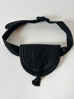 Cintura vintage in passamaneria sautache nera con nappa couture