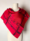 Foulard vintage Christian Dior in seta rossa con stampa bambù nera e maxi firma
