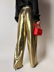 Pantalone vintage Yves Saint Laurent Rive Gauche a palazzo in seta lamé oro