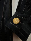 Jumpsuit vintage Yves Saint Laurent Rive Gauche nera con righe in lamé oro