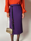 Gonna longuette Letizia De Meo in maglia viola a coste