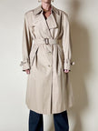 Trench in gabardine color cammello con fodera check “Mandria”