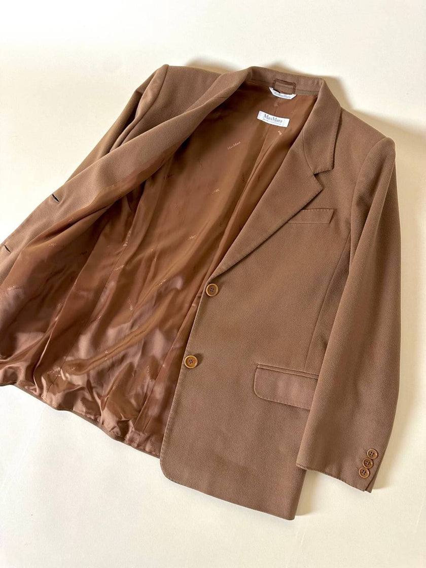 Vintage Max Mara blazer in pure dark camel cashmere