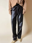 Pantalone vintage in pelle testa di moro