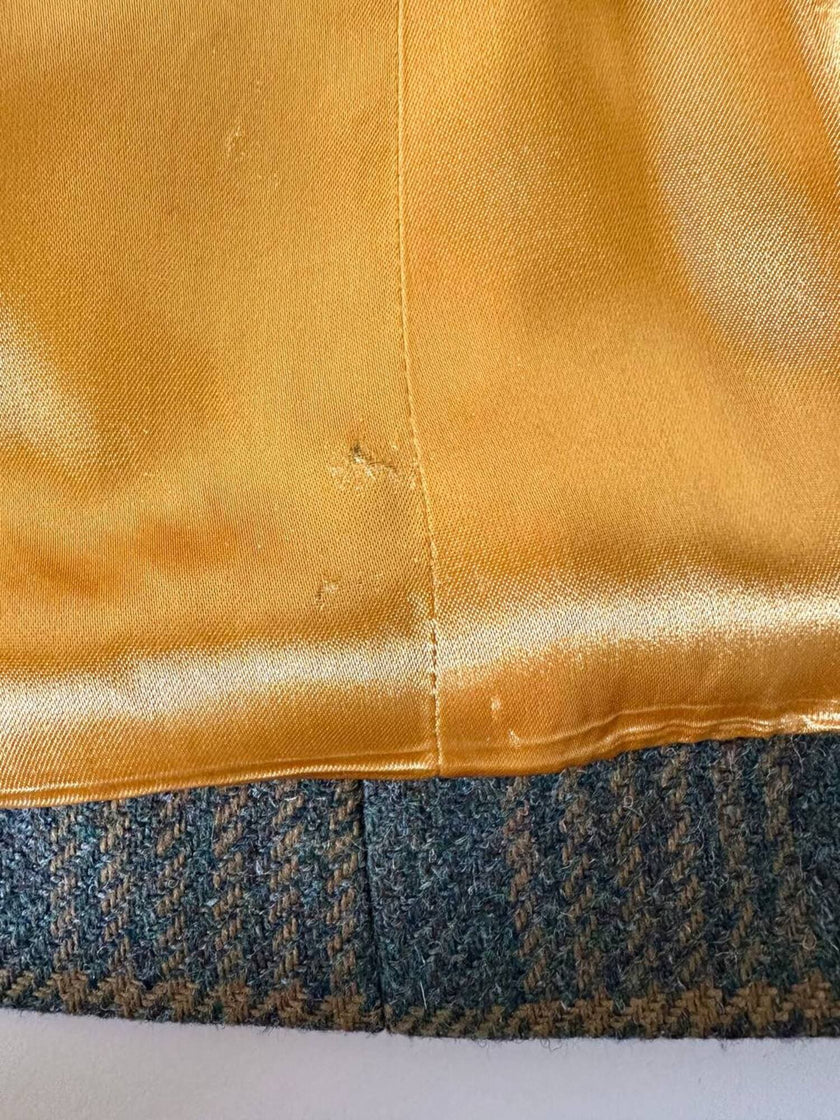 Blazer Yves Saint Laurent de lana con estampado de Príncipe de Gales verde y ocre