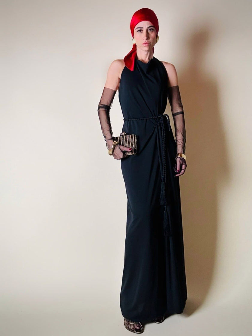 Vintage La Perla floor-length dress with a halter neckline and built-in bodysuit