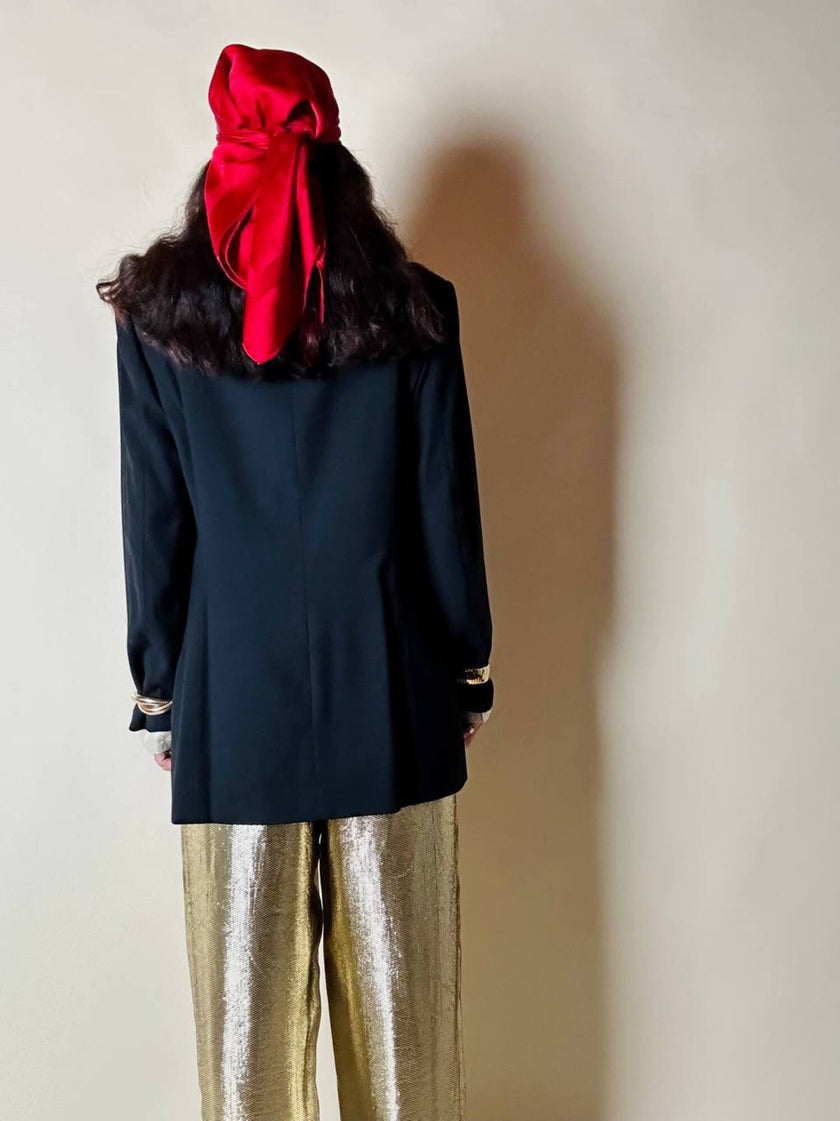 Blazer doppio petto nero con bottoni a spirale in cordino “Galanti”