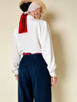 Camicia in seta avorio con tasche ricamate “Valentino Miss V”