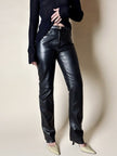 Pantalone vintage Gucci modello a sigaretta in pelle nera