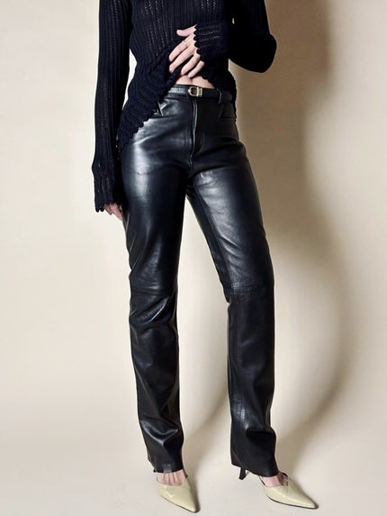 Pantalone vintage Gucci modello a sigaretta in pelle nera