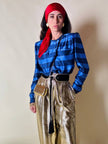 Camicia a righe in raso di seta blu Cina “Valentino Garavani”