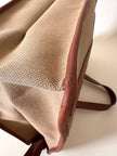 Borsa Yves Saint Laurent in canvas beige con profili color cuoio e motivo greca con logo