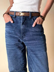 Jeans Yves Saint Laurent Vintage Boy-Friend in Denim Blu Scuro Slavato