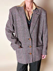Blazer United Class Coll Colors Benetton in lana pied de poule beige e cioccolato con bottoni berlebeck
