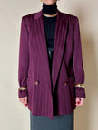 Blazer doppiopetto in rasato di lana gessato color burgundy “Gianni Versace”