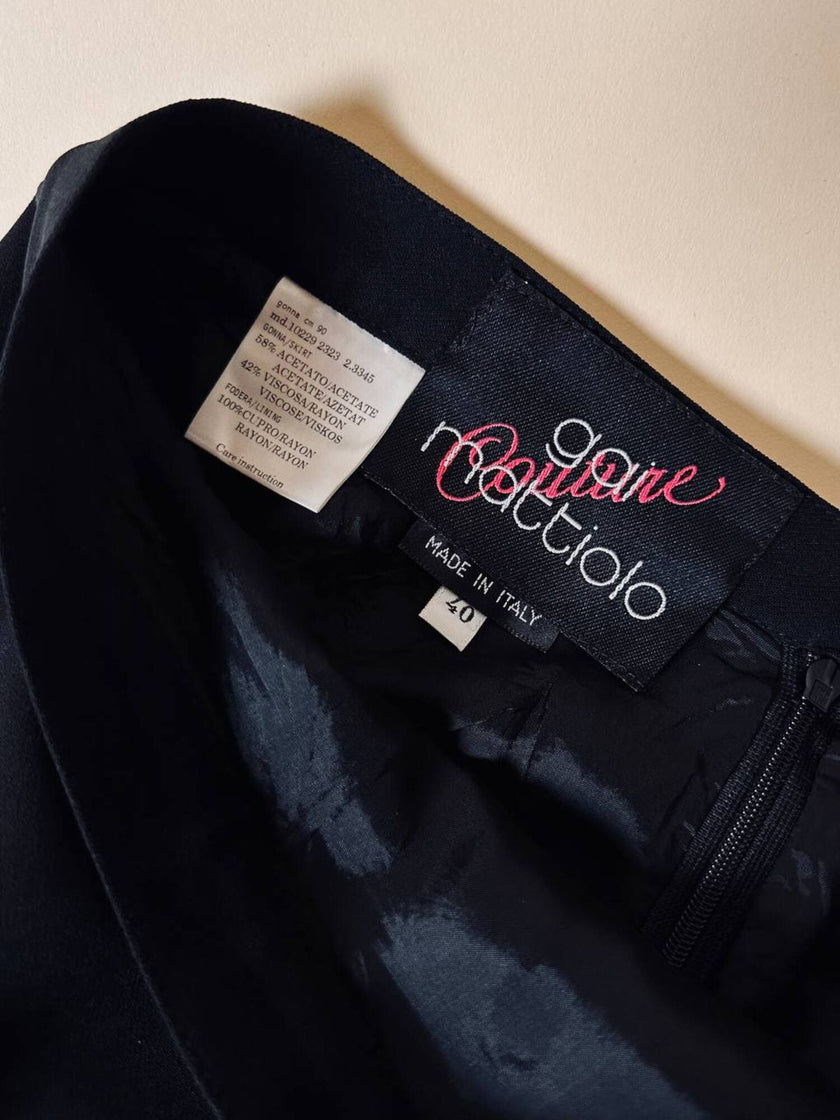 Gonna vintage Gai Mattiolo Couture modello a tubino in crèpe nero