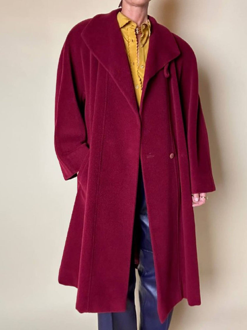 Cappotto Doppiopetto Vintage Arpa in Lana Borgogna – Lanificio G.B. Conte