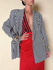 Blazer doppiopetto a righe bianche e blu “Mondí”